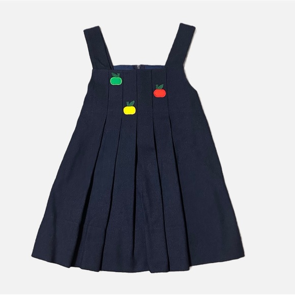 Vintage pleated Navy blue Apple dress Saks Fifth Avenue 3T - Picture 1 of 8